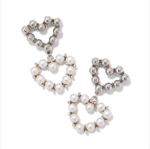 Kendra Scott Ashton Silver Heart Drop Earrings in Freshwater Cultured Pearl